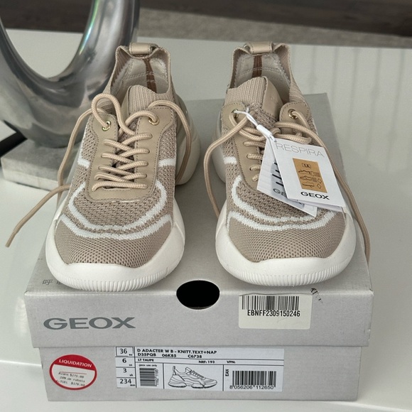 Geox Tan and White Chunky Sneakers with Breathable Design - Picture 3 of 6